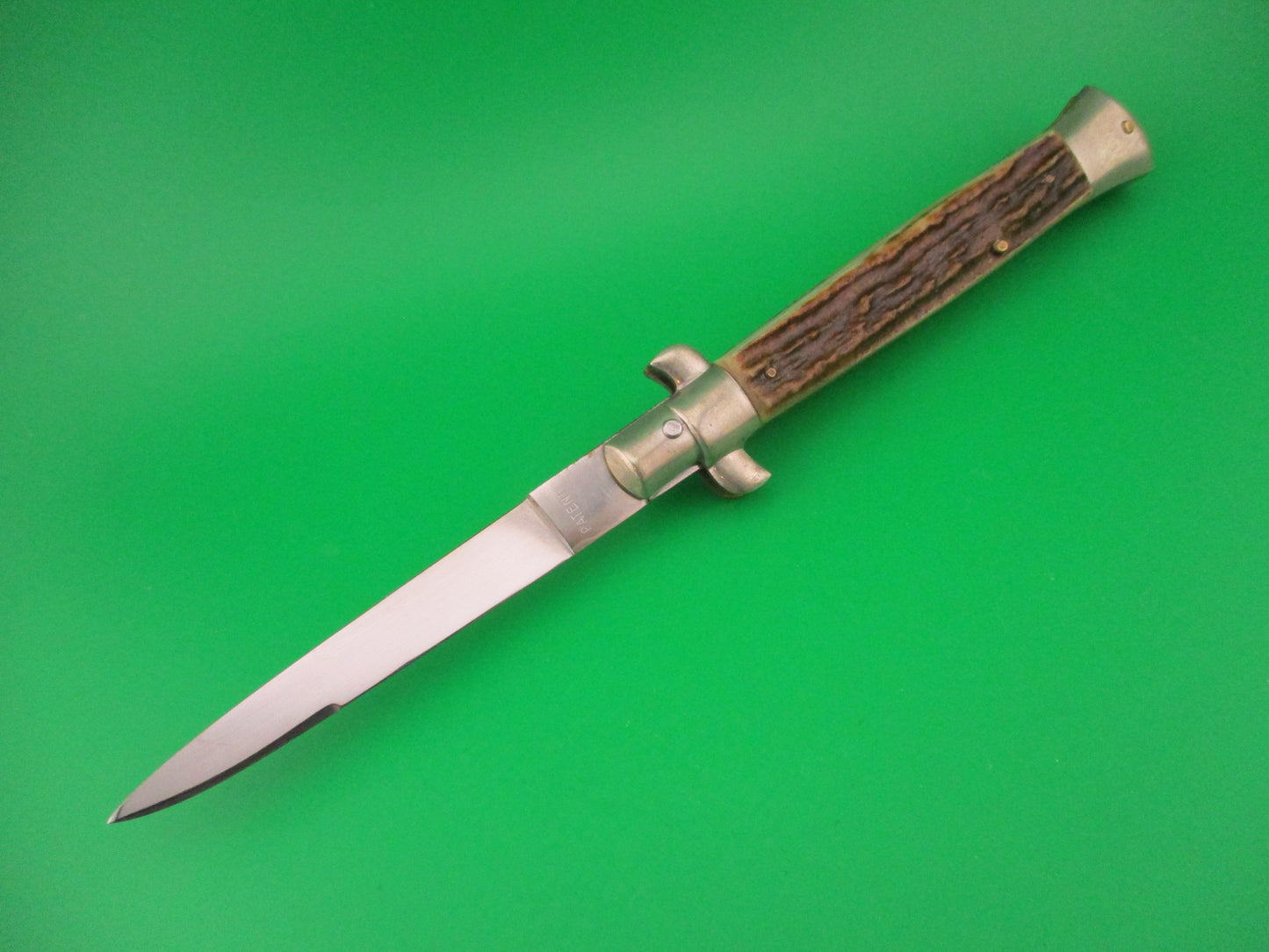 ROSTFREI 22cm Italian BOBC Stag Stiletto swedge blade vintage automatic knife