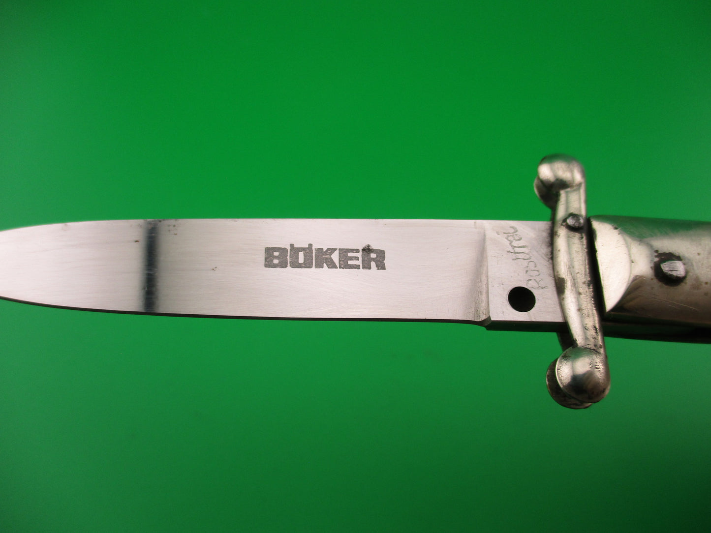 BOKER Rostfrei (slant) 20cm Italian Swing Guard Green Pearlex vintage automatic knife