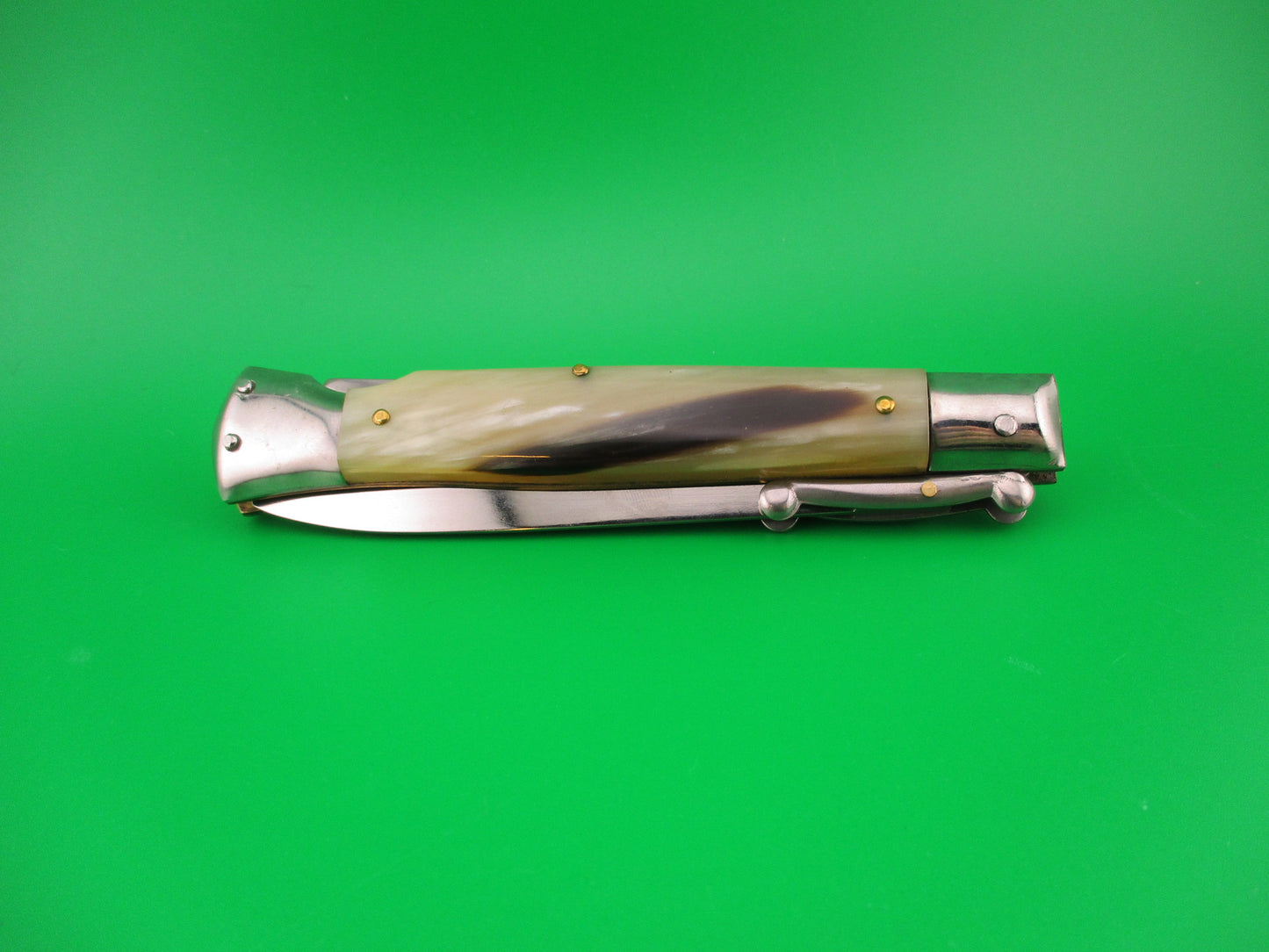 STAINLESS ITALY 23cm Italian Dagger blade Swing Guard Honey Horn automatic knife