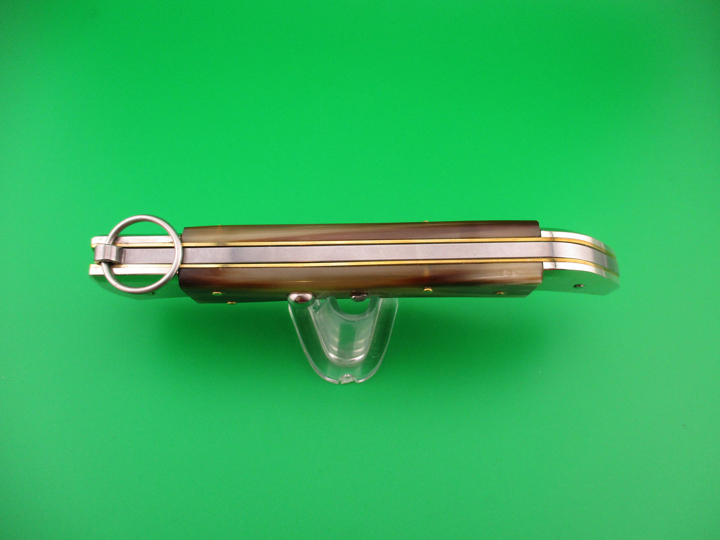 DM SPADON 28cm Italian Clasp Ring pull Red dot Horn automatic knife