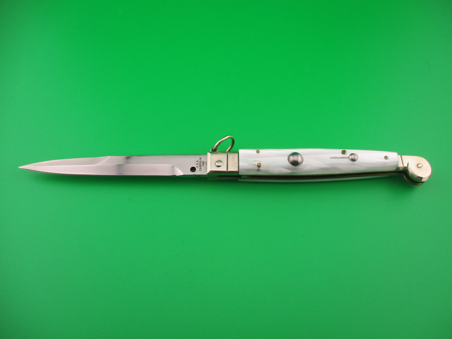 AGA CAMPOLIN ITALY 23cm Sicilian Pearlex ring pull automatic knife