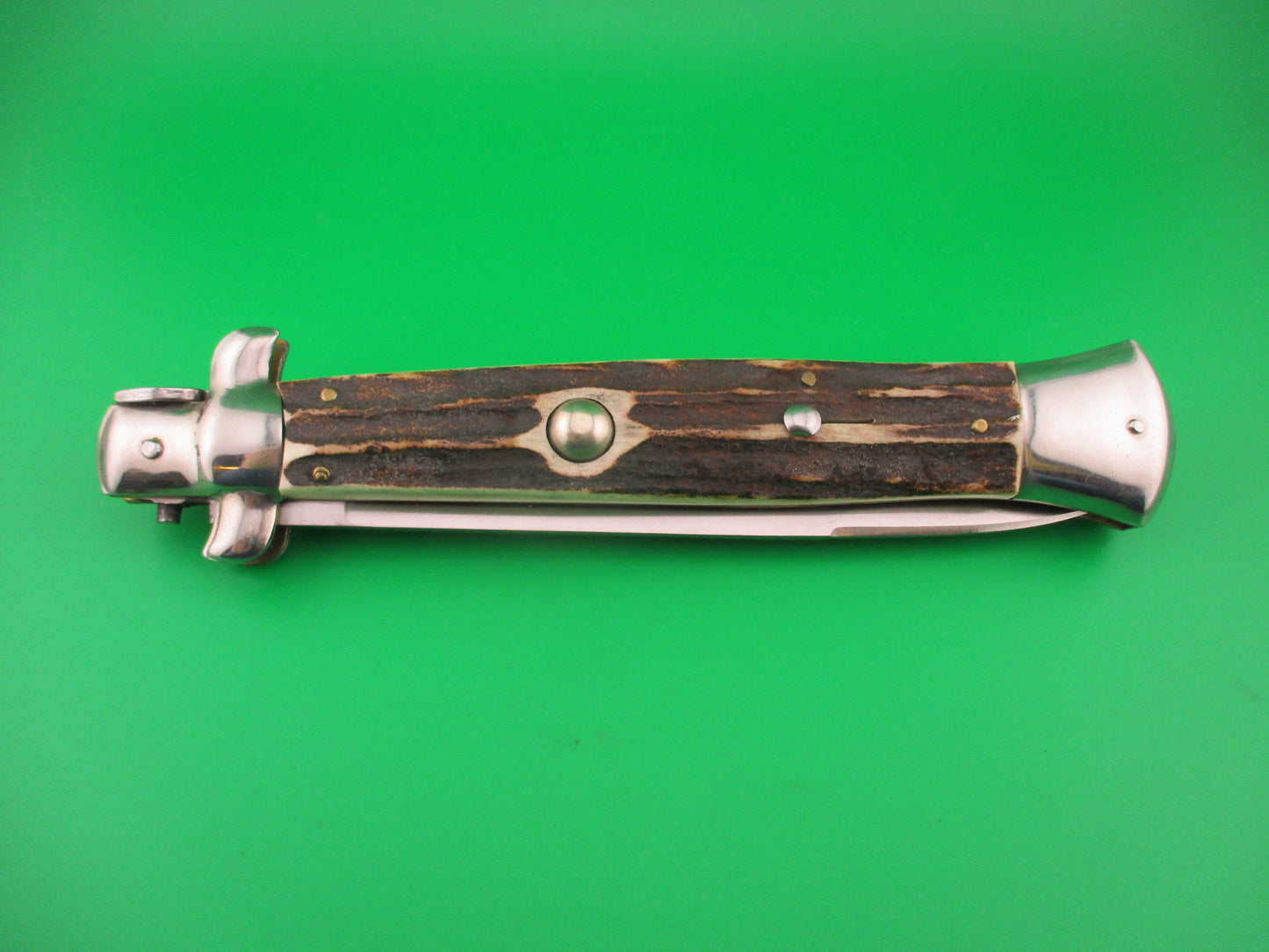 ROSTFREI 38cm Italian Transitional Stag swivel bolster vintage automatic knife