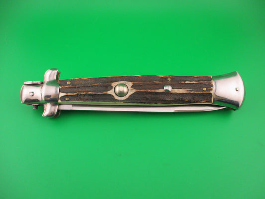 ROSTFREI 38cm Italian Transitional Stag swivel bolster vintage automatic knife