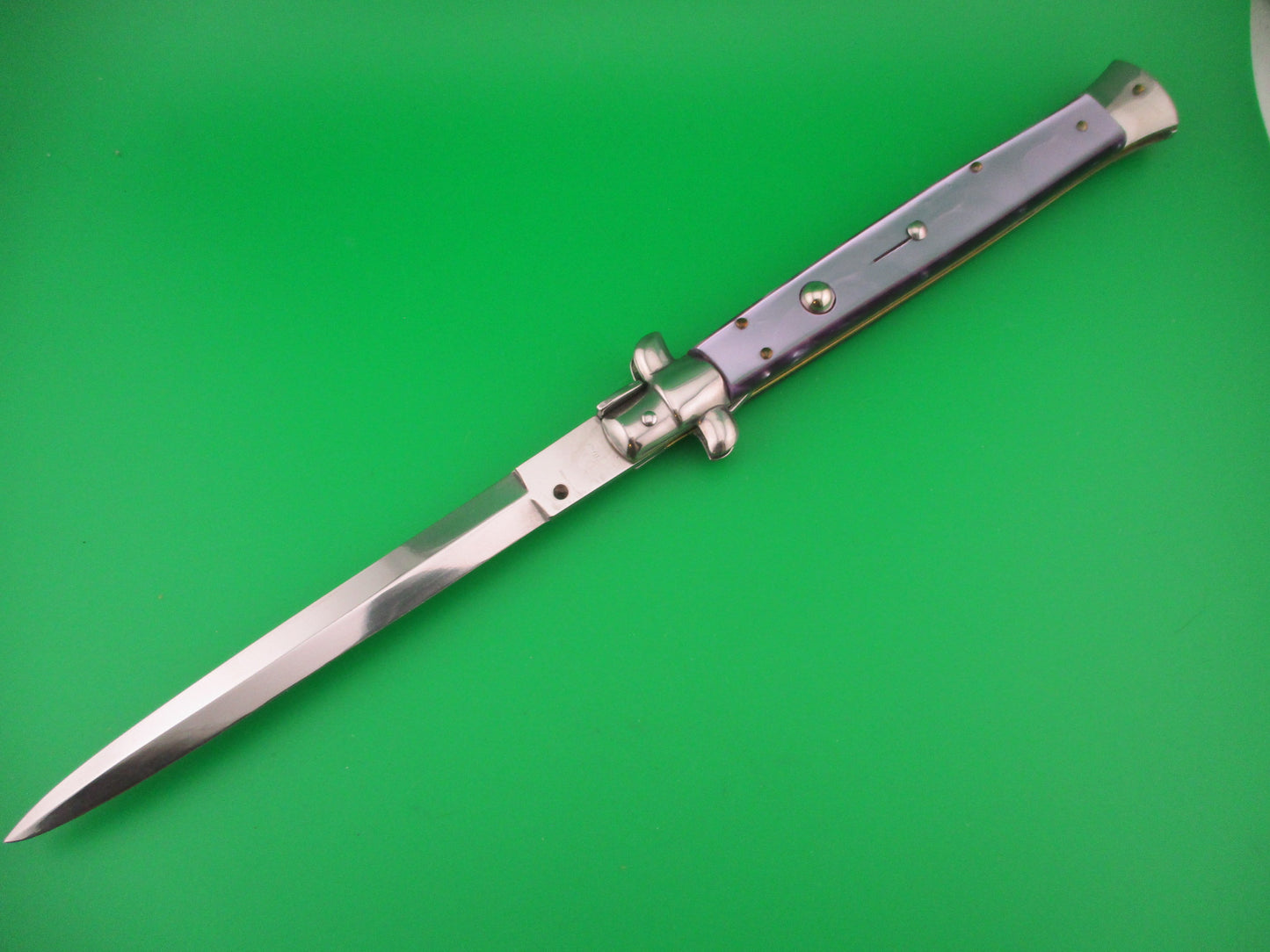 STILETTO ITALY 33cm Italian Swivel bolster Dagger Purple Acrylic automatic knife