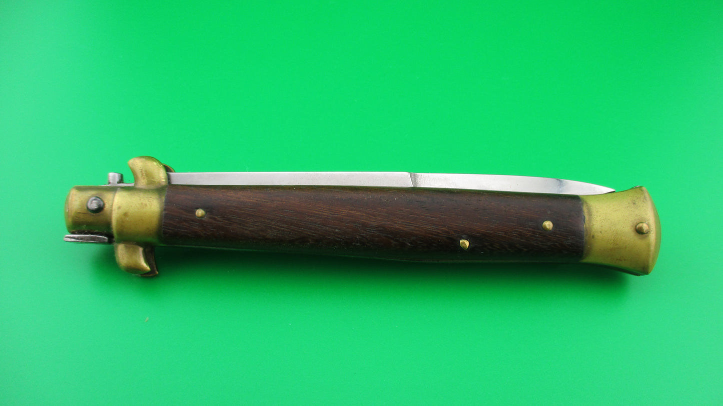 B Rostfrei 28cm Italian Stiletto Swivel Bolster Wood Brass vintage automatic knife.