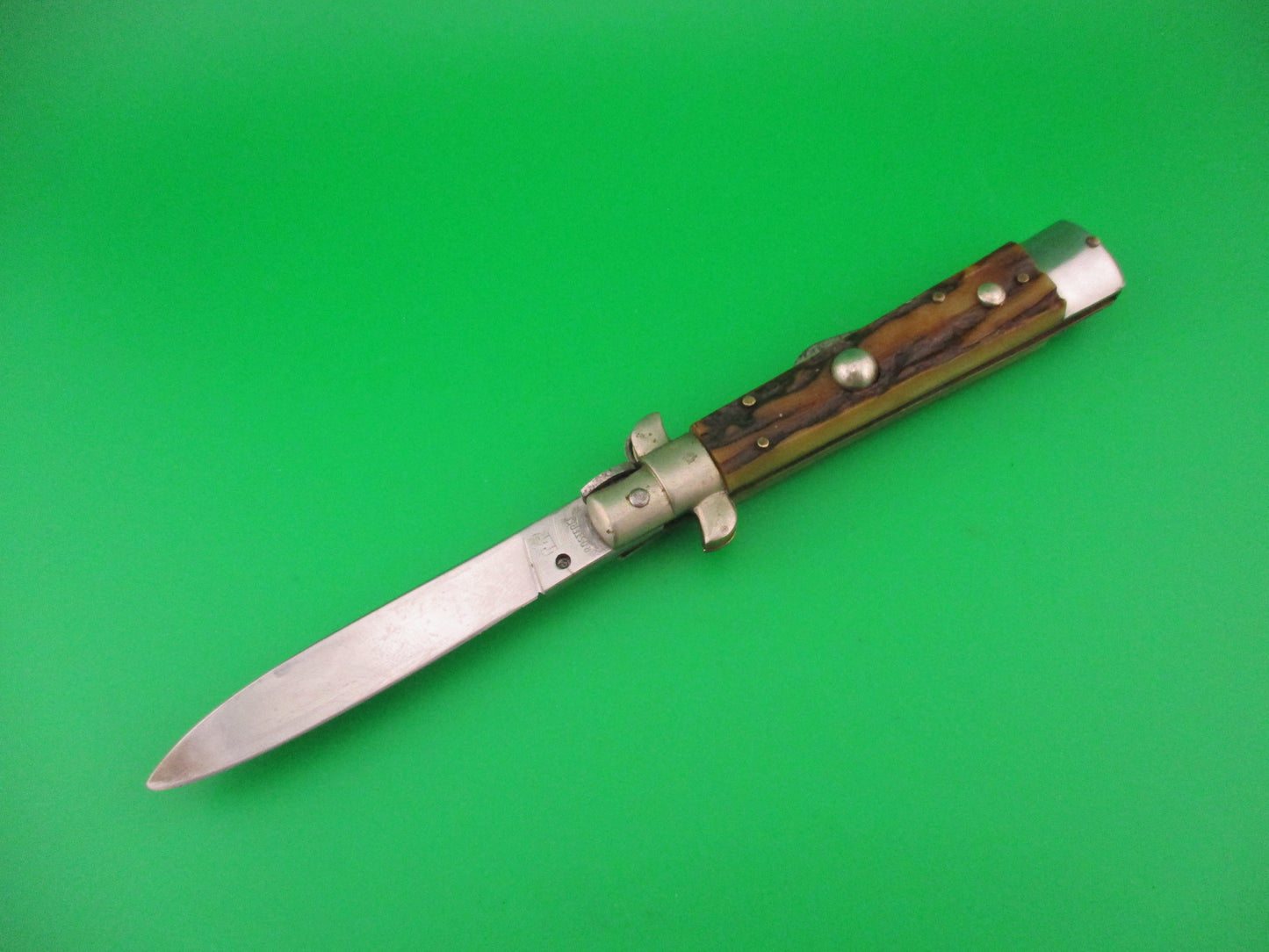 Kissing Crane ROSTFREI 20cm Italian Humpback Stag 1960s automatic knife