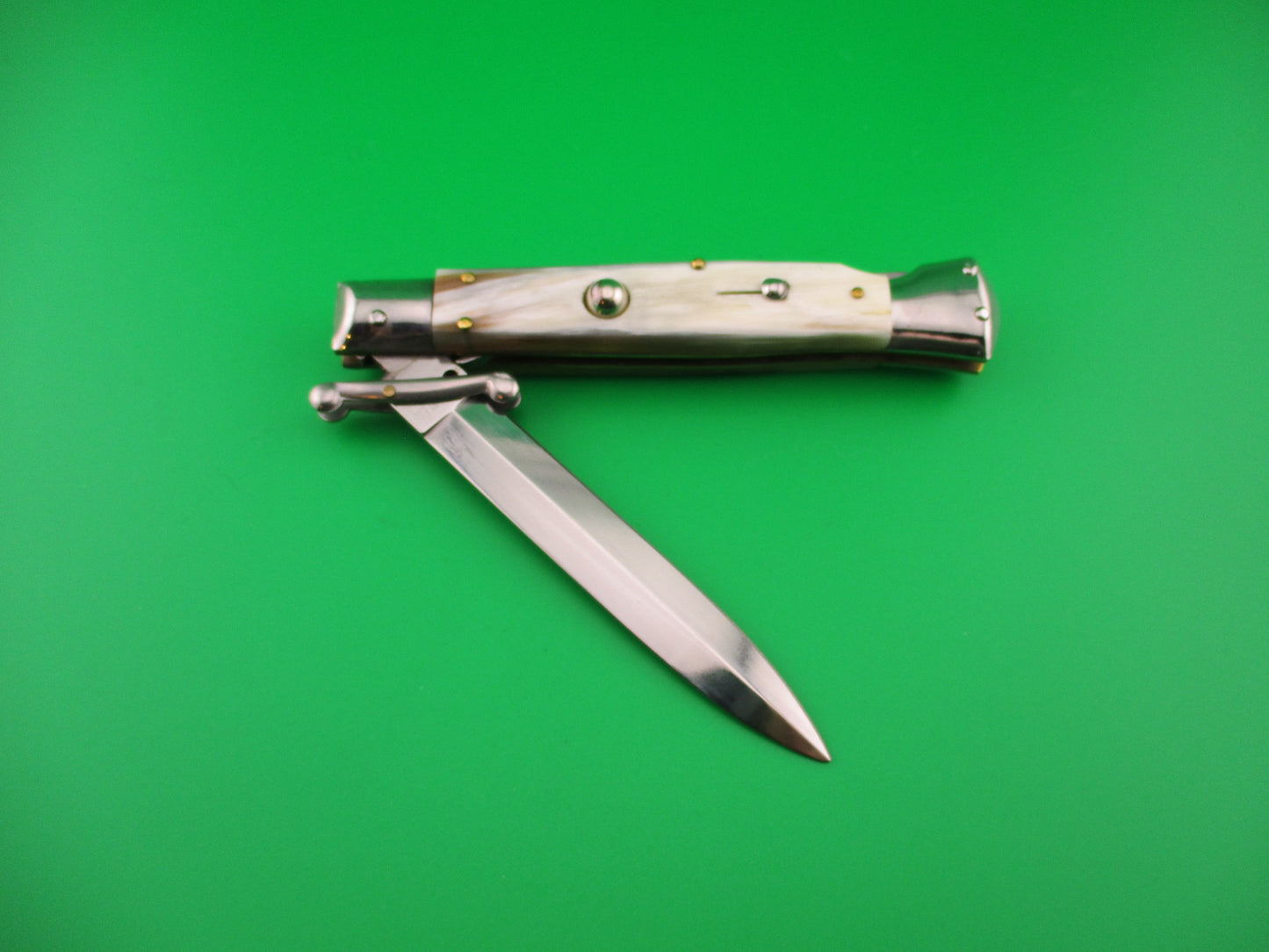 STAINLESS ITALY 23cm Italian Dagger blade Swing Guard Honey Horn automatic knife