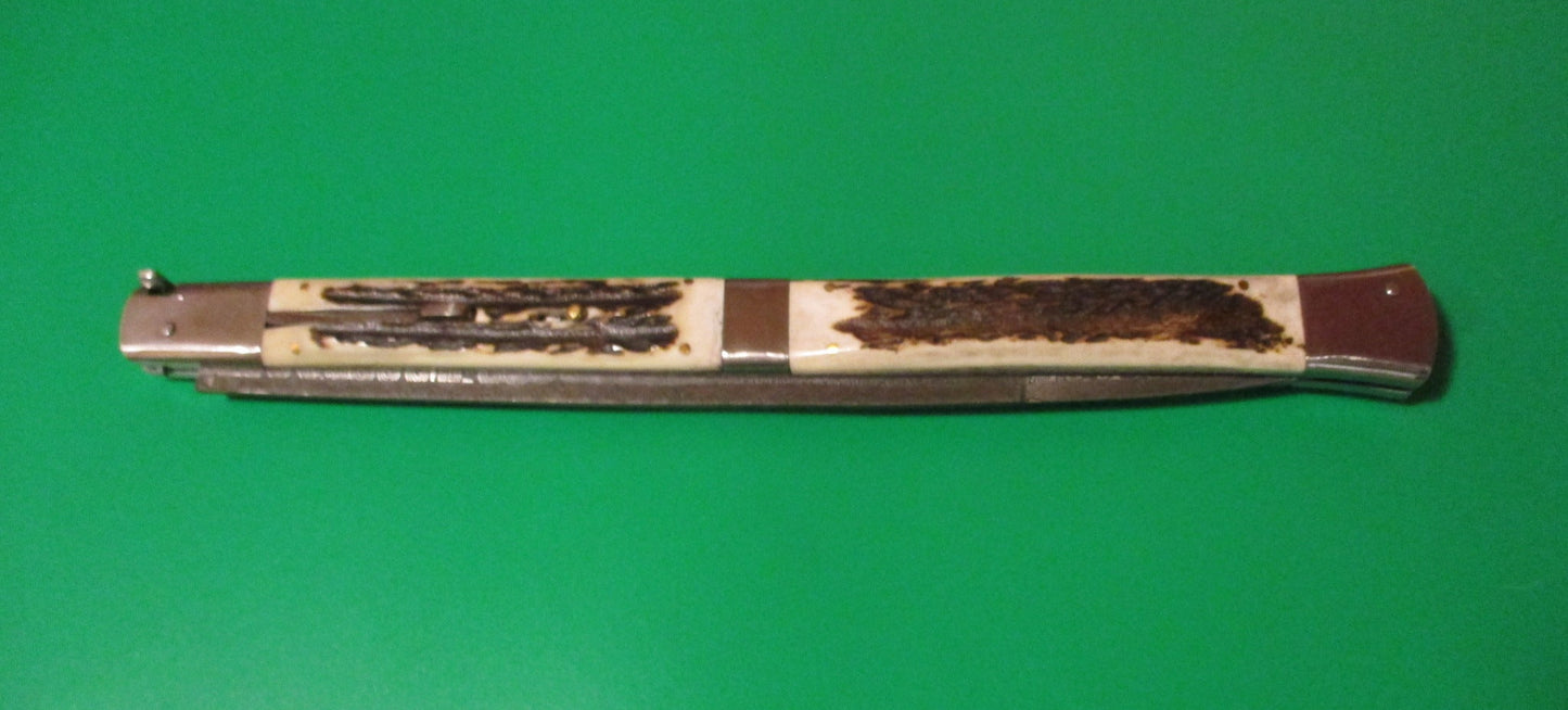 Large Custom 61cm (24 inch) Italian Prioletta HUGE Damascus & STAG Automatic knife Samir Ahmad