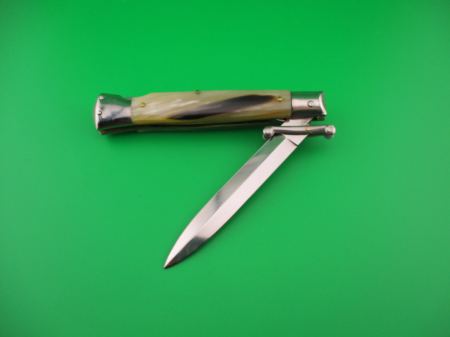 STAINLESS ITALY 23cm Italian Dagger blade Swing Guard Honey Horn automatic knife