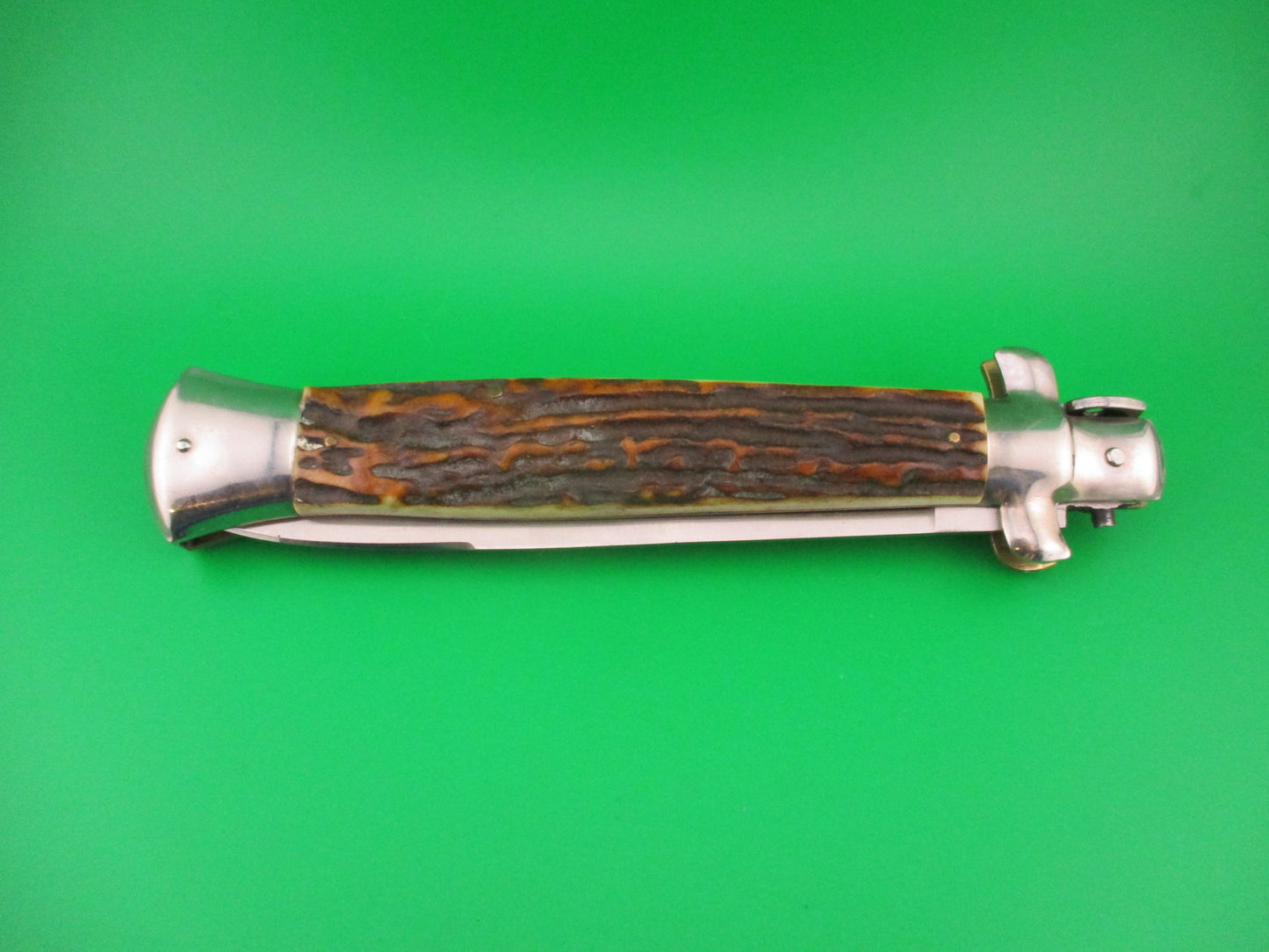 ROSTFREI 38cm Italian Transitional Stag swivel bolster vintage automatic knife