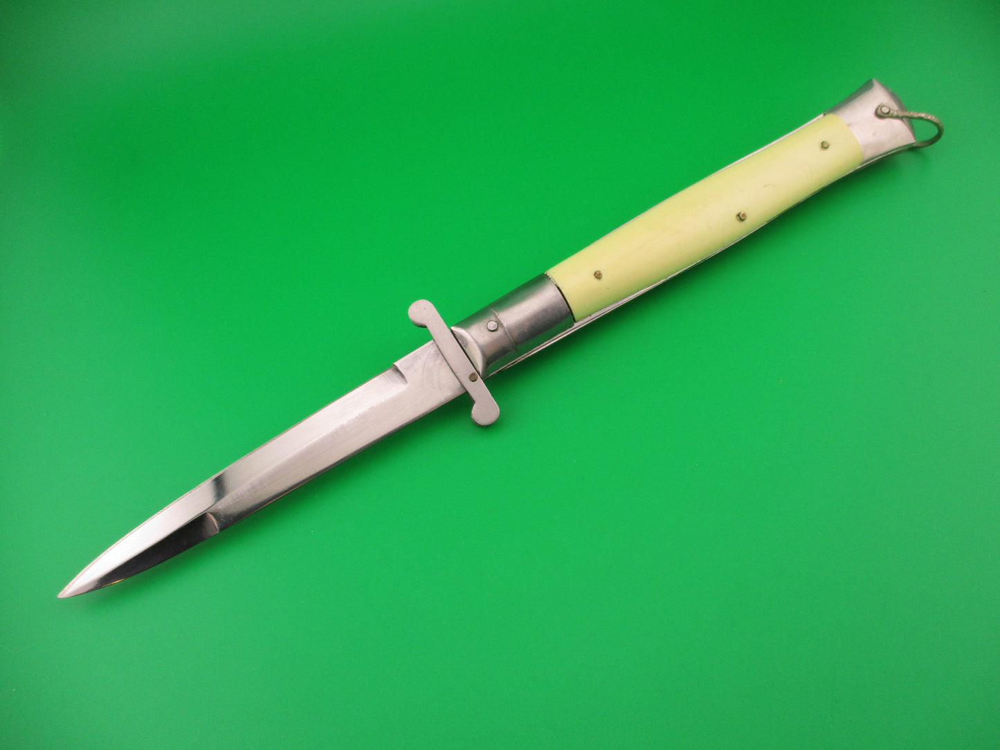 STAINLESS STEEL 27cm Japanese Rizzuto style Cream Swing guard vintage automatic knife