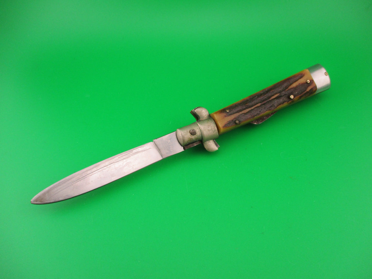 Kissing Crane ROSTFREI 20cm Italian Humpback Stag 1960s automatic knife