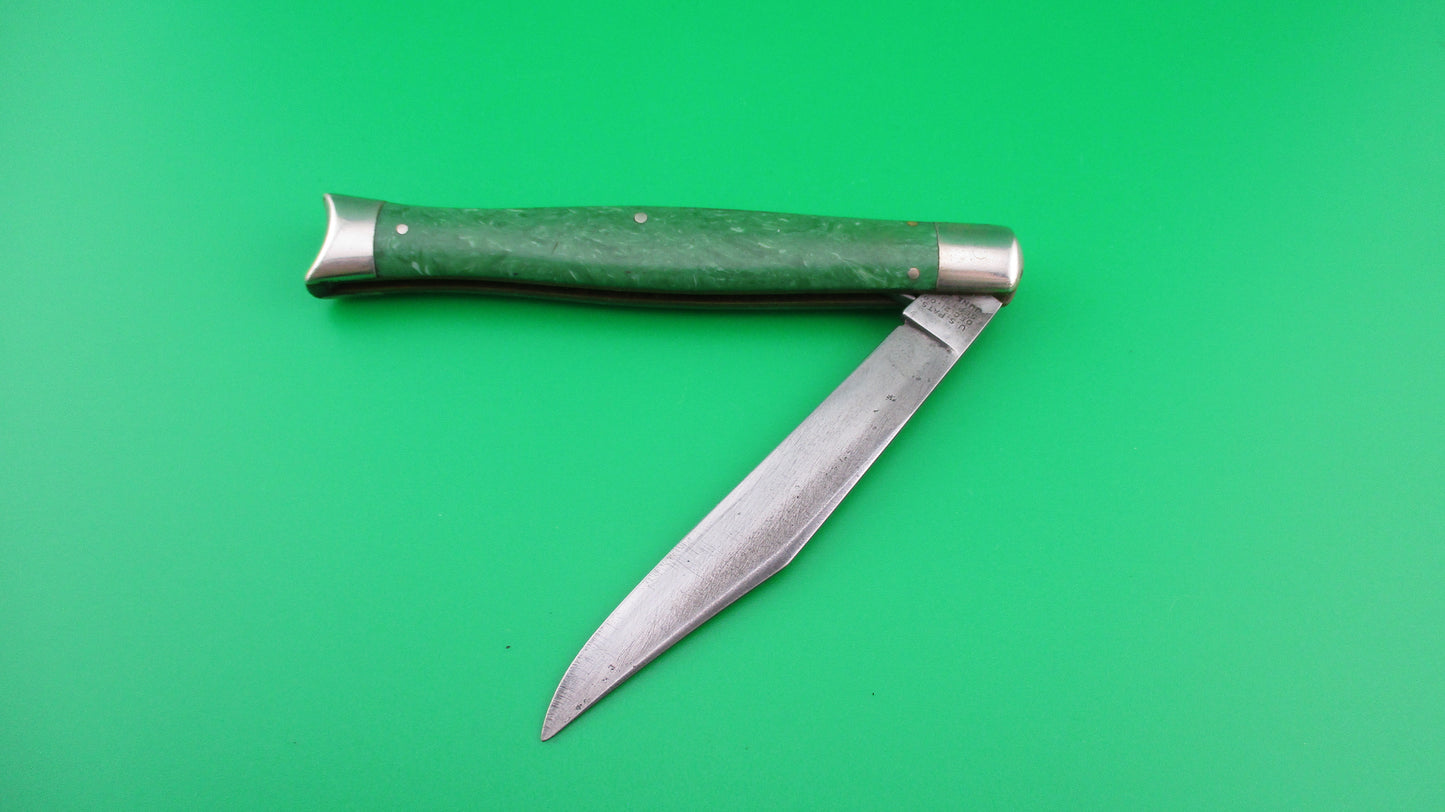 SCHRADE CUT CO Fishtail Green swirl handles Vintage switchblade knife