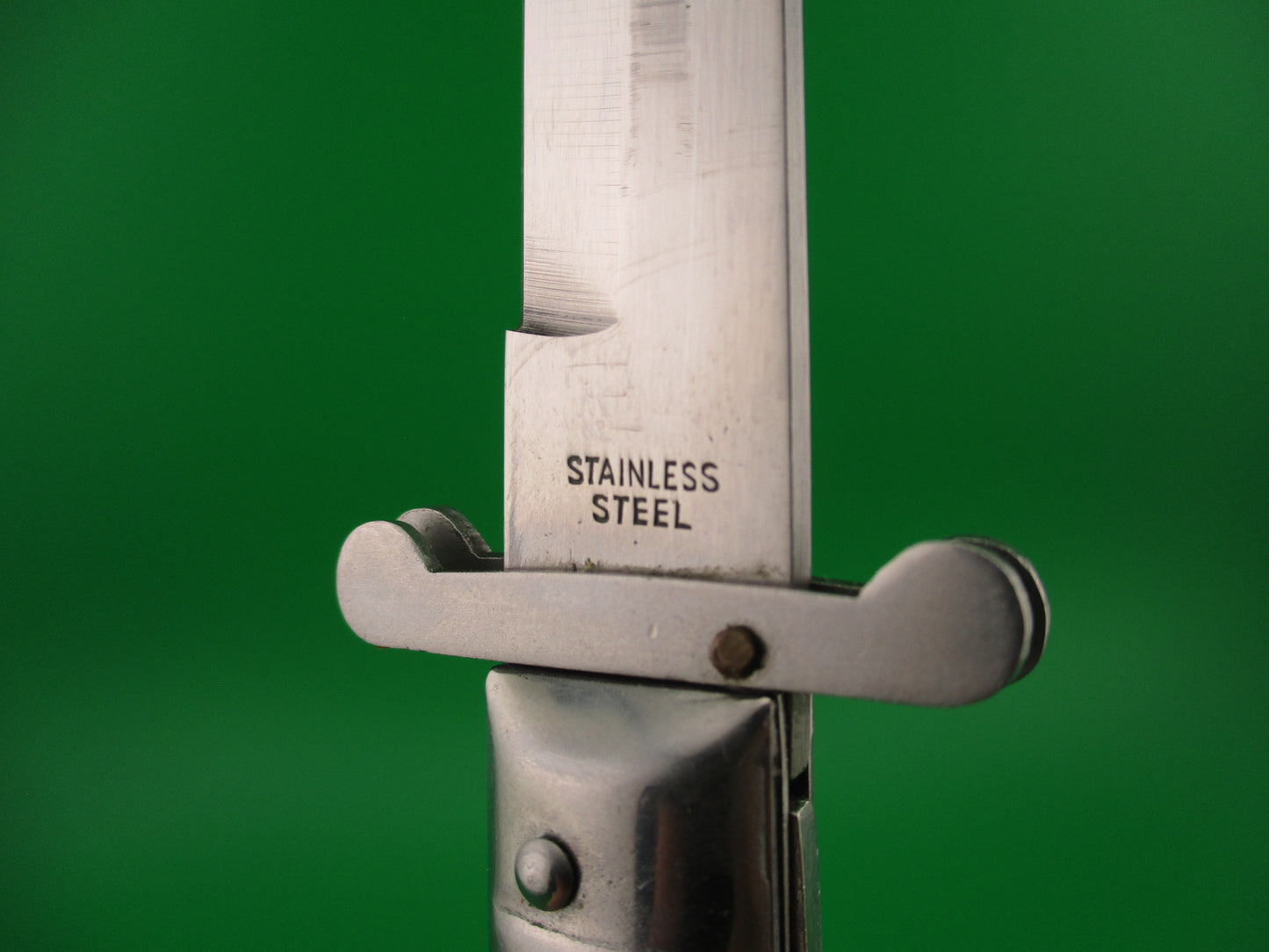 STAINLESS STEEL 27cm Japanese Rizzuto style Cream Swing guard vintage automatic knife