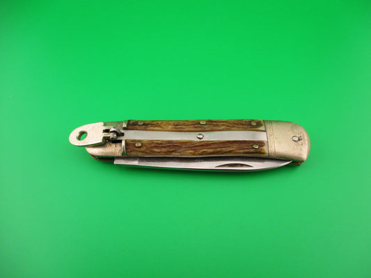 HUBERTUS SOLINGEN 11cm German Lever knife Stag West Germany automatic knife