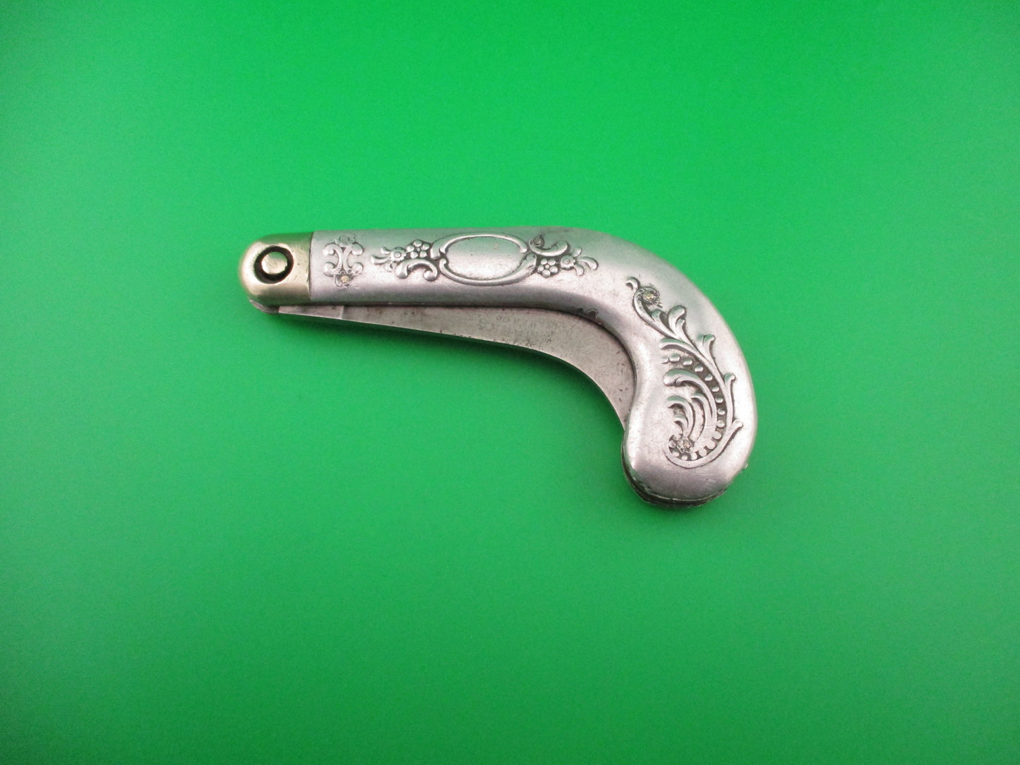 Press Button Knife Co One Arm Man antique switchblade knife Civil War ETCHED