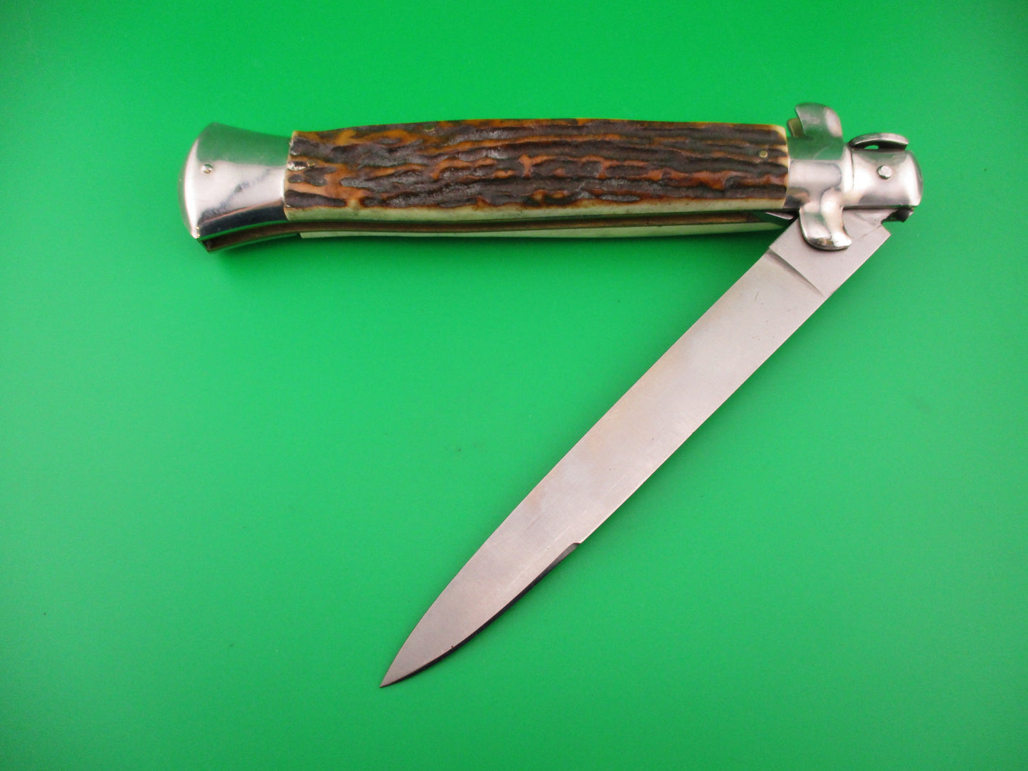 ROSTFREI 38cm Italian Transitional Stag swivel bolster vintage automatic knife