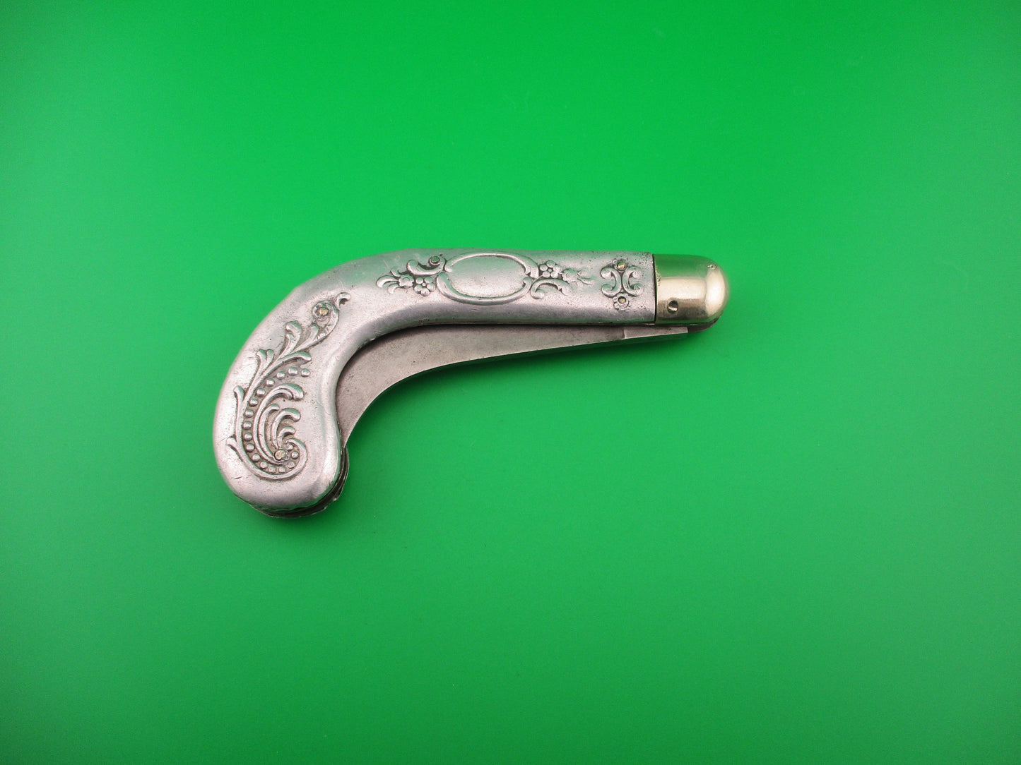 Press Button Knife Co One Arm Man antique switchblade knife Civil War ETCHED