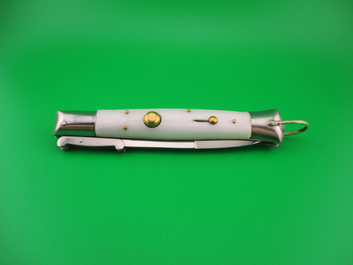 Unusual ESTILETO MILANO RIZZUTO 22cm Japanese Swing Guard White switchblade