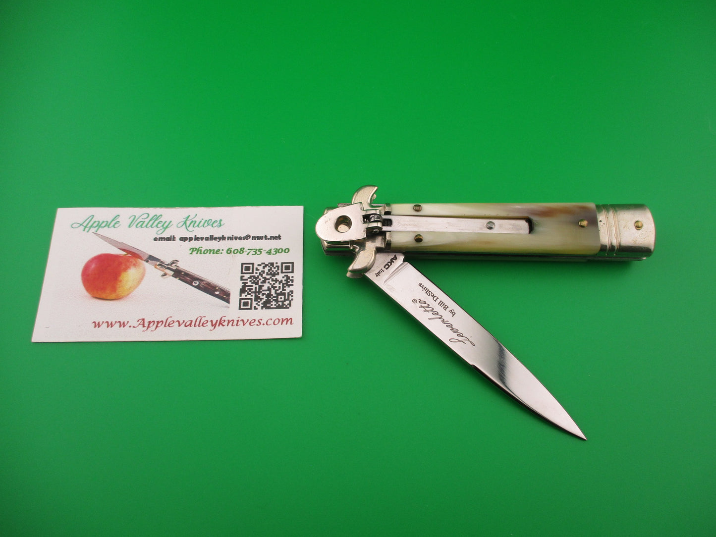 AKC ITALY Leverletto by Bill DeShivs AKC Italy 20cm Italian Horn lever automatic knife