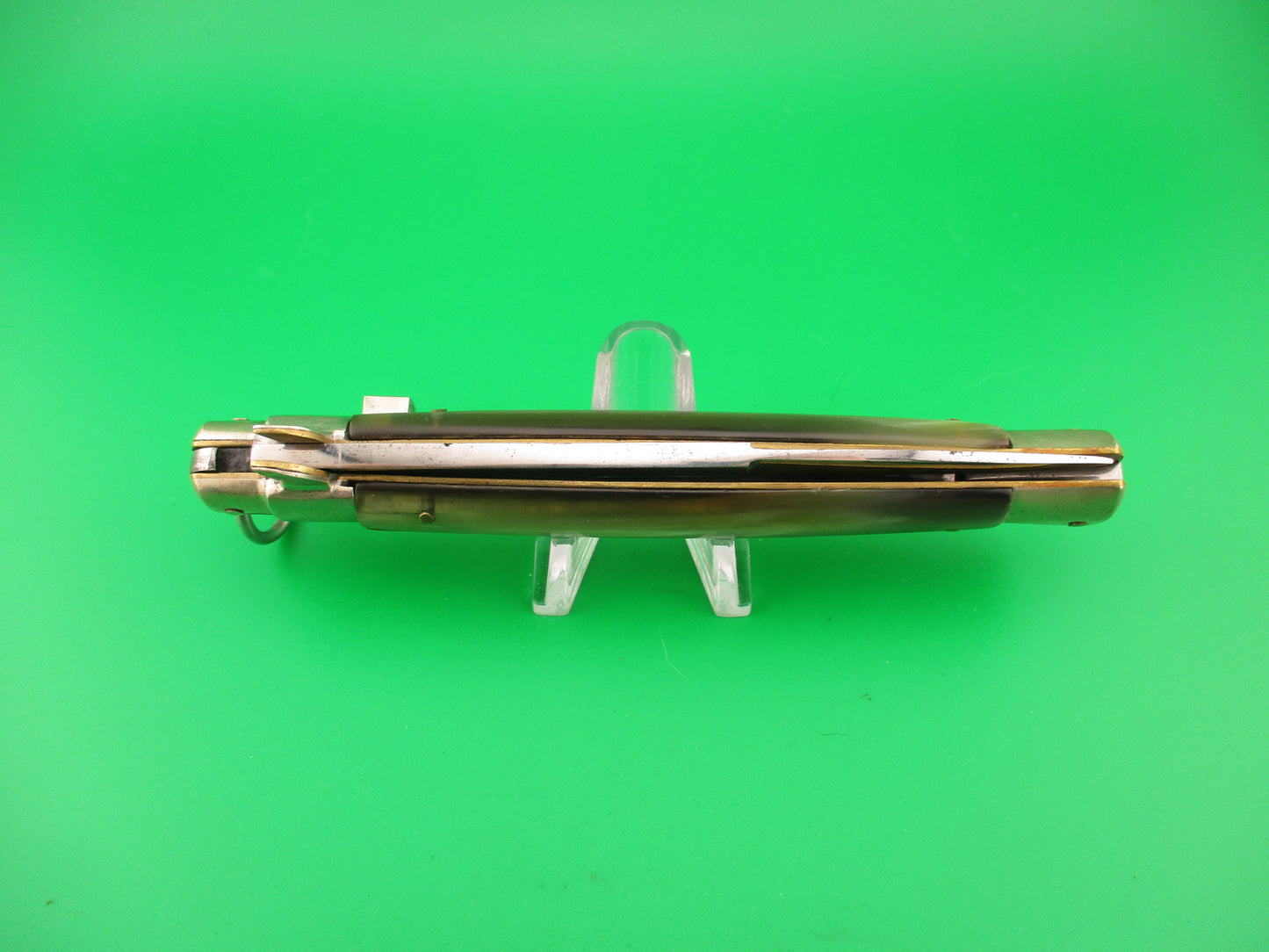 JTK 11 inch Custom Square button ring pull Brazilian horn automatic knife