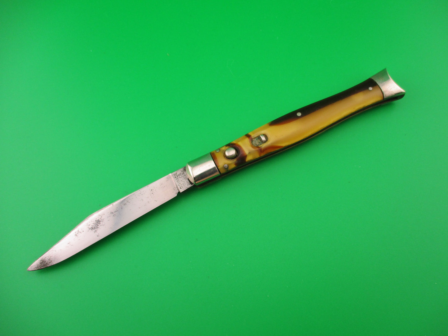 Schrade Cut Co Fishtail Butter & Molasses vintage switchblade knife