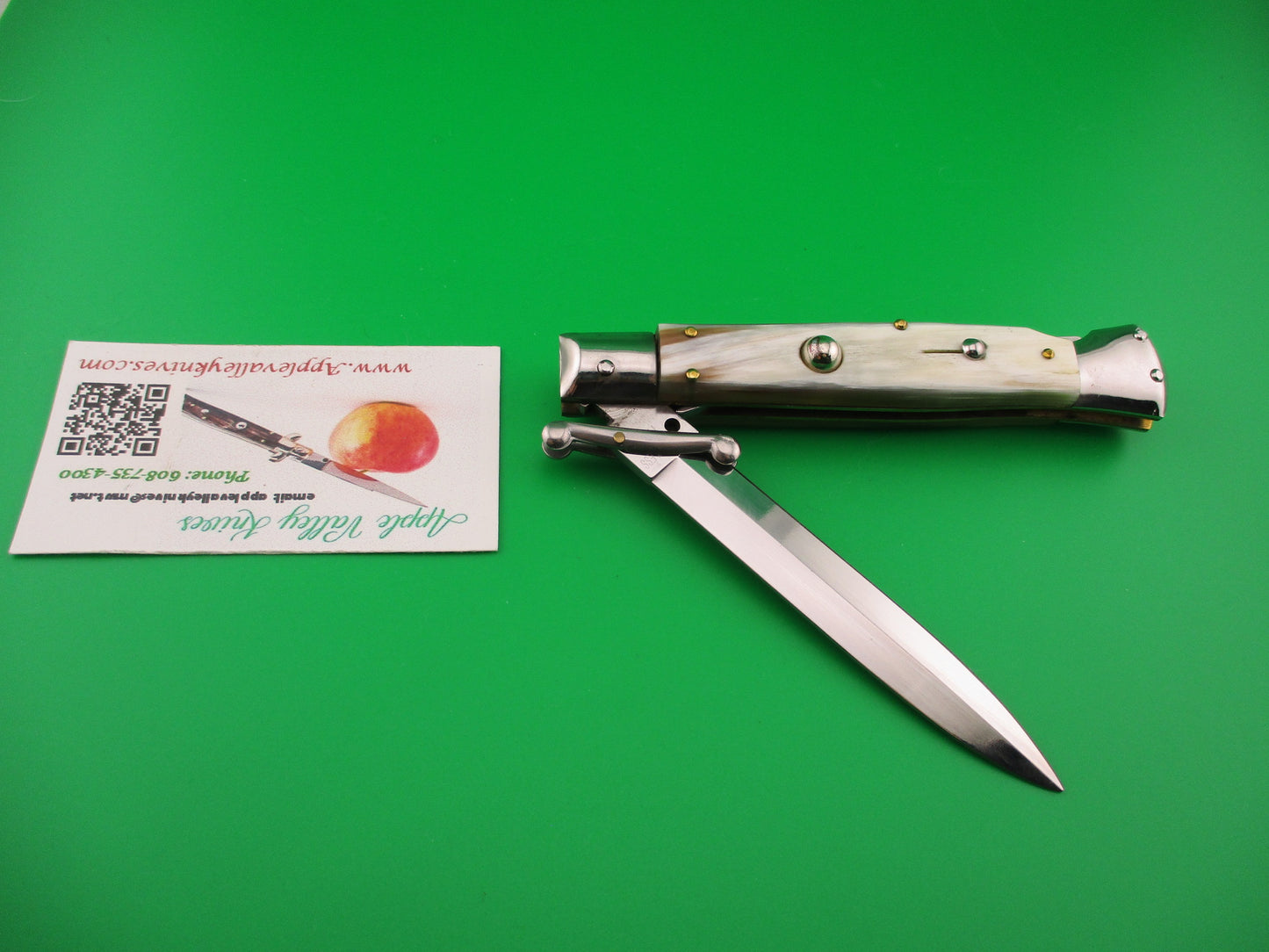 STAINLESS ITALY 23cm Italian Dagger blade Swing Guard Honey Horn automatic knife