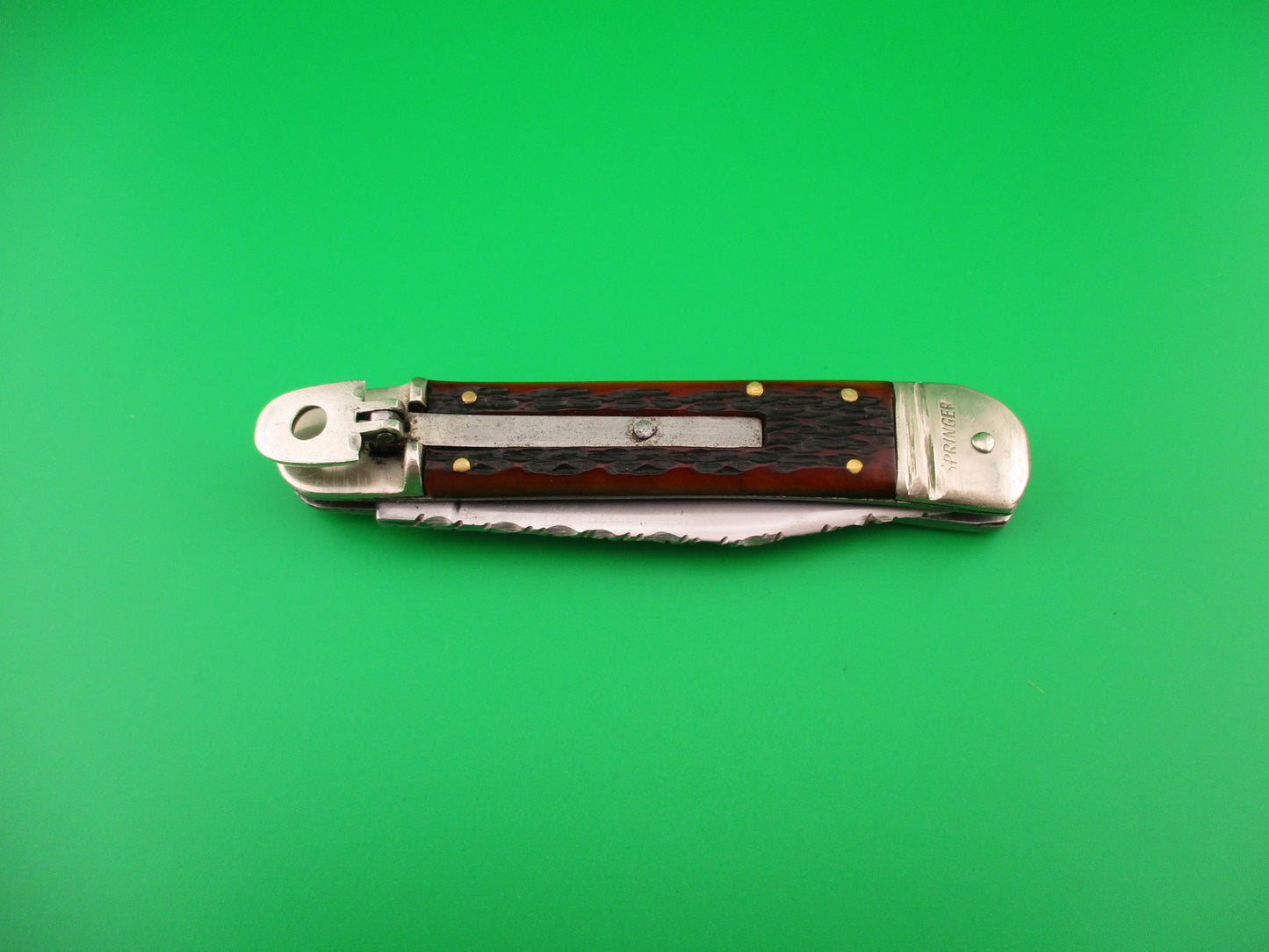 RC 10cm German Lever jigged bone SPRINGER automatic knife with file work