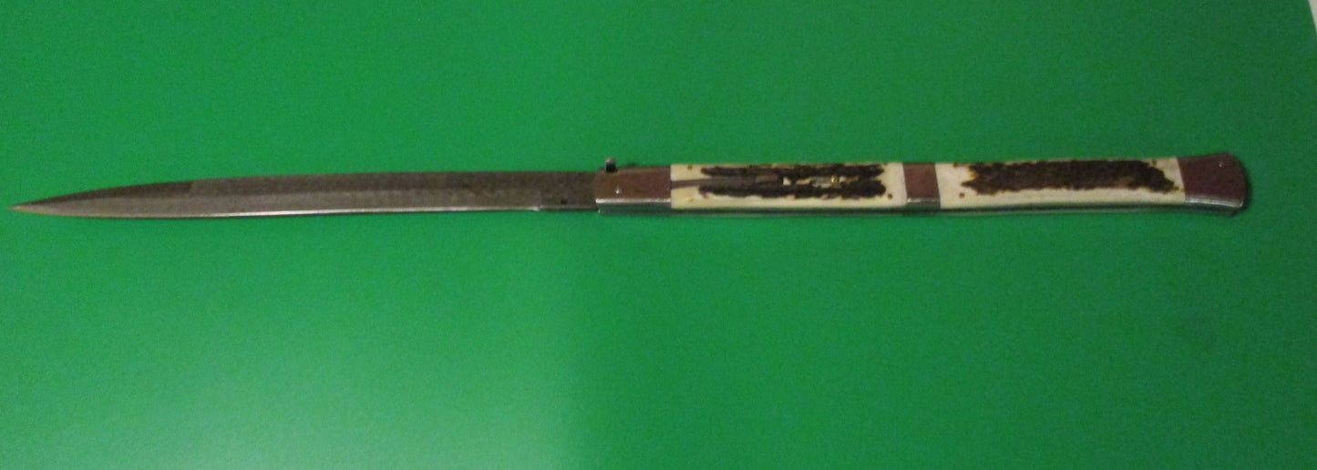 Large Custom 61cm (24 inch) Italian Prioletta HUGE Damascus & STAG Automatic knife Samir Ahmad