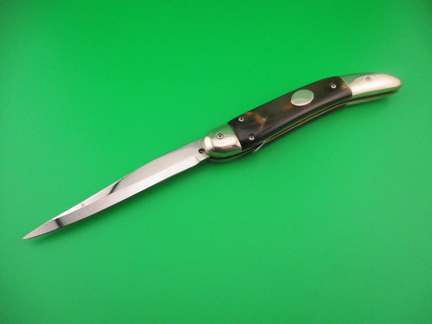 D. Hutson Custom 10 inch Oval button Texas Toothpick Humpback automatic knife