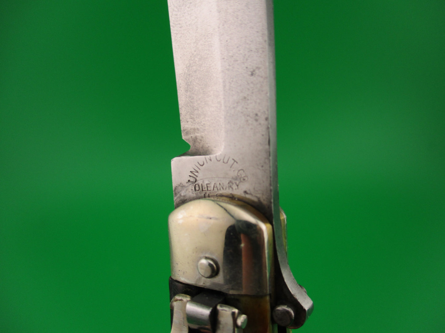 UNION CUT CO OLEAN NY USA Antique Teardrop Lever automatic knife nice
