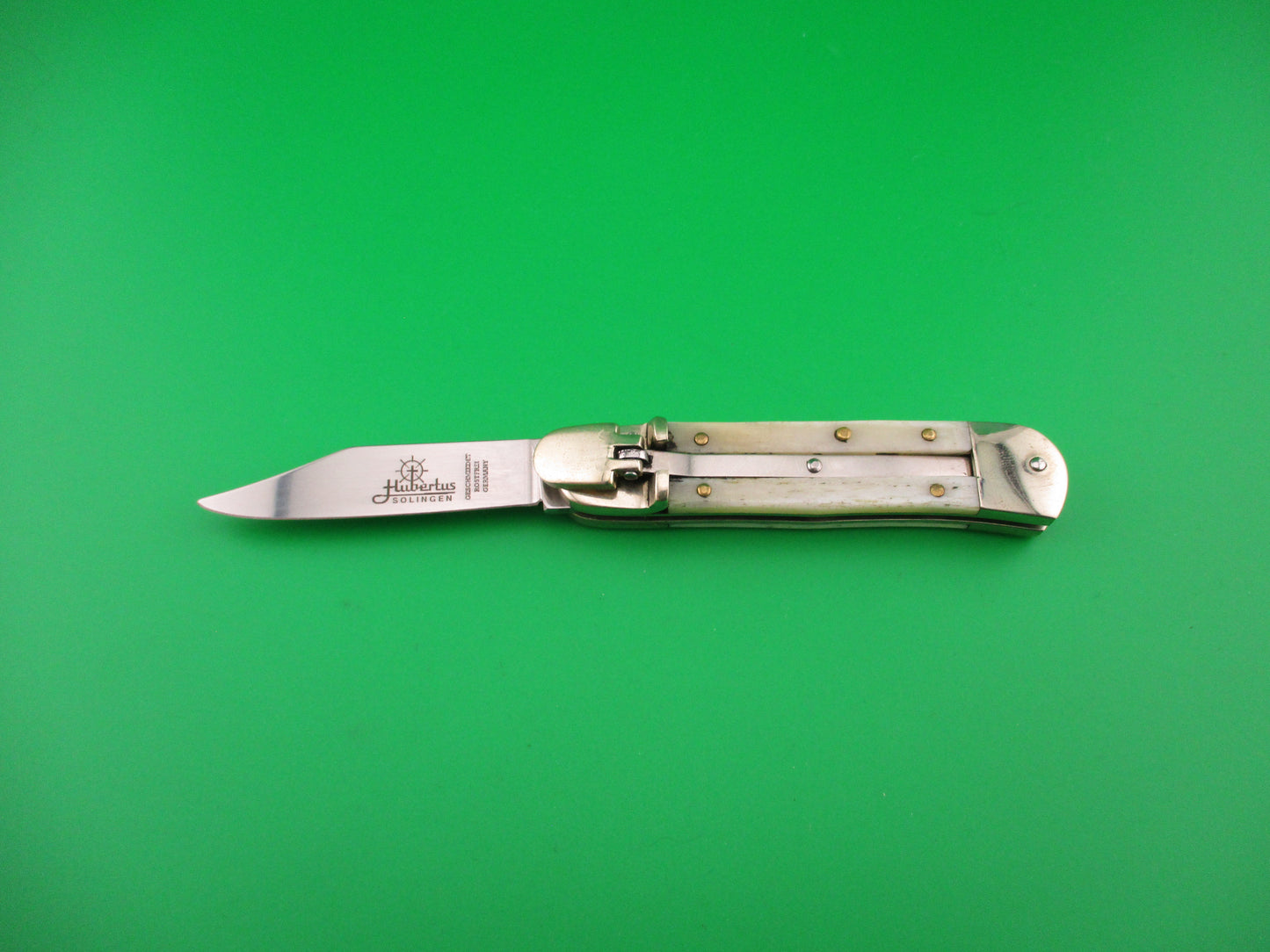 Hubertus SOLINGEN 8cm German Lever Smooth Bone automatic knife in box