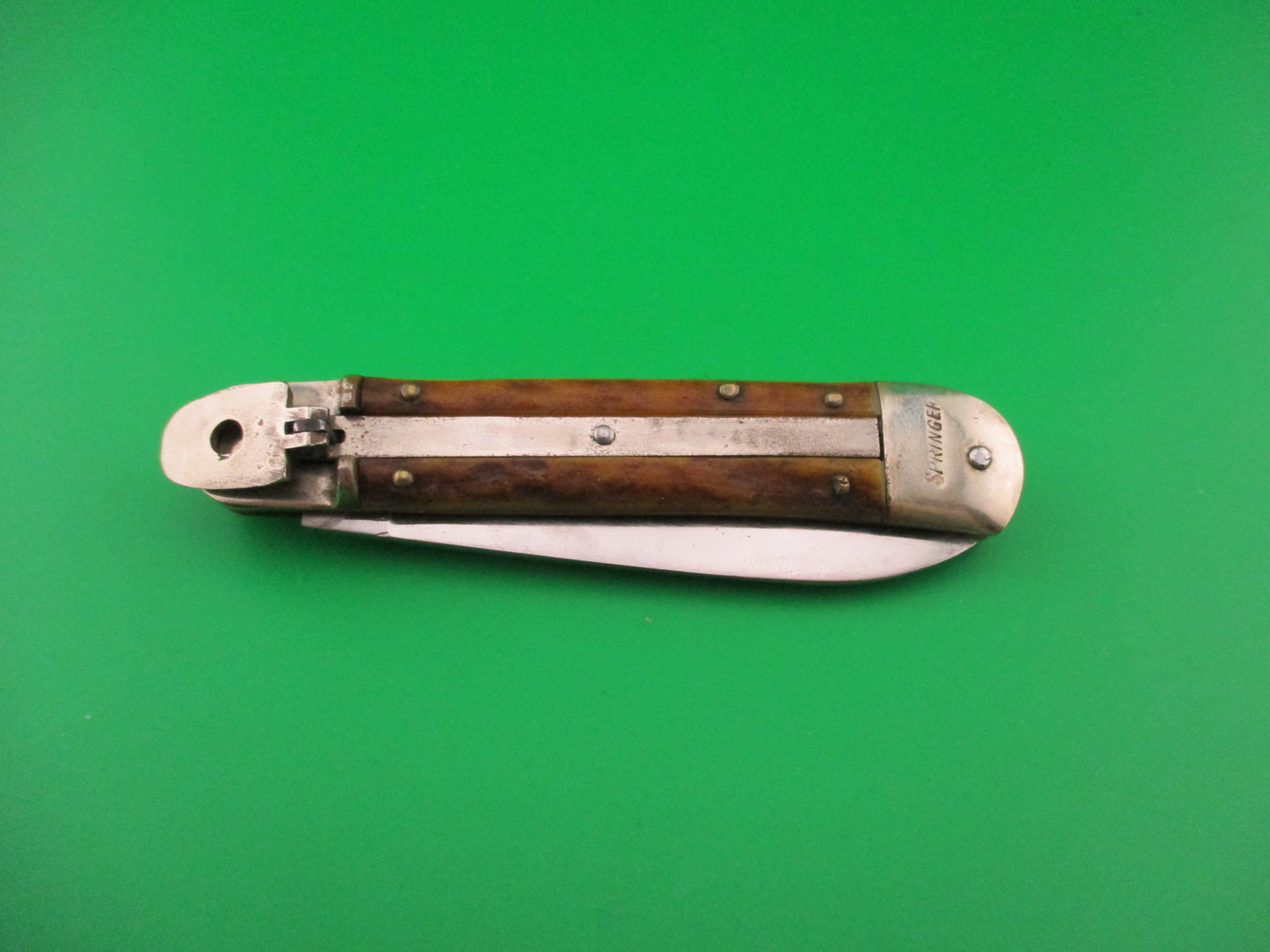 Bonsa 10cm German SPRINGER Lever Stag Vintage automatic knife
