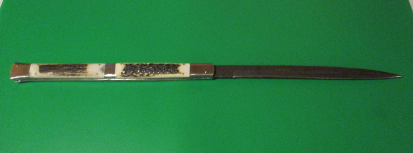 Large Custom 61cm (24 inch) Italian Prioletta HUGE Damascus & STAG Automatic knife Samir Ahmad