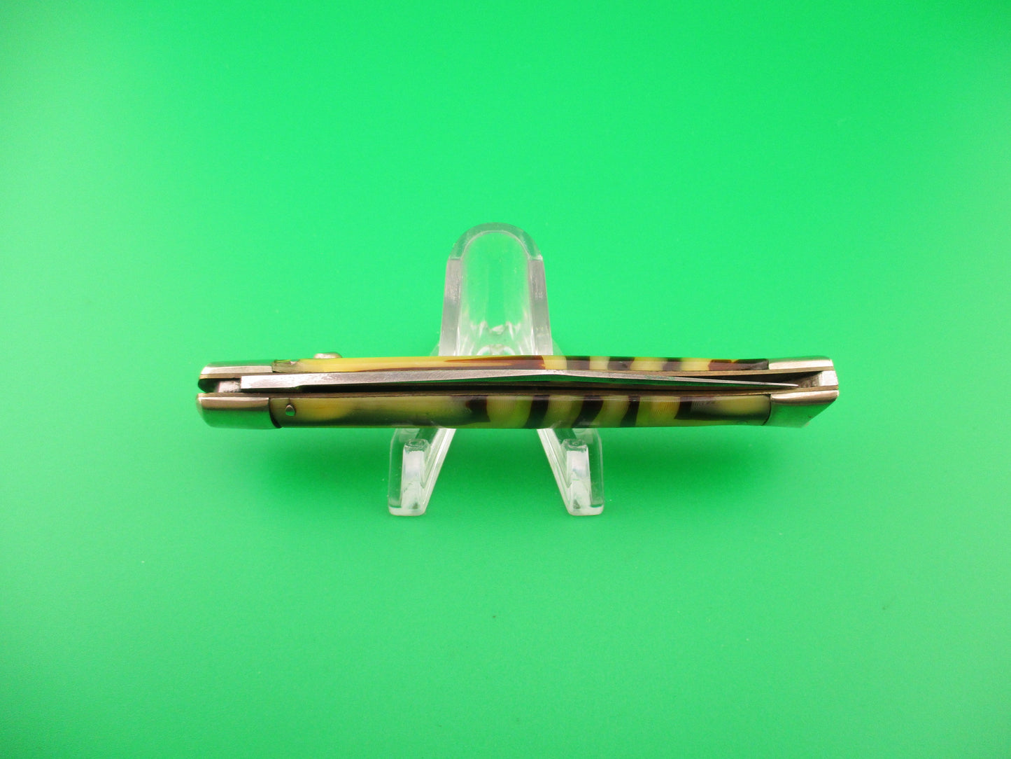 SCHRADE WALDEN #151 Fishtail Butter & Molasses celluloid Vintage automatic knife