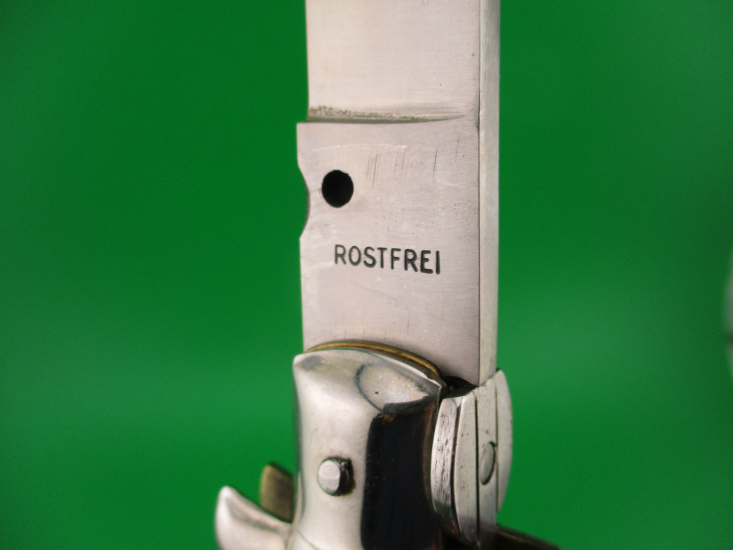 ROSTFREI 38cm Italian Transitional Stag swivel bolster vintage automatic knife