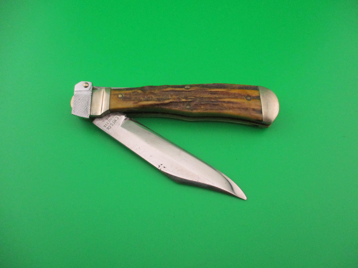 Aerial AC MFG Co Marinette, WIS Stag Lever K112 switchblade knife