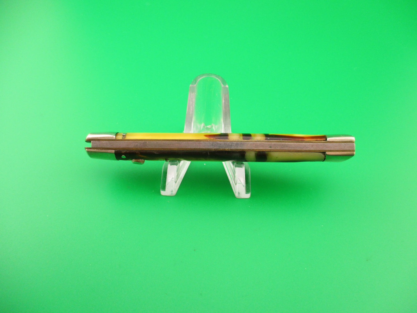 SCHRADE WALDEN #151 Fishtail Butter & Molasses celluloid Vintage automatic knife