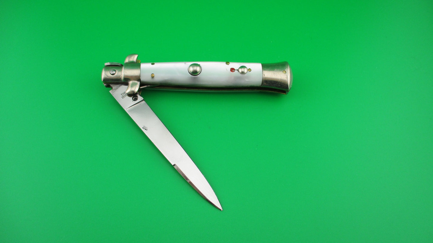 C JUL HERBERTZ IMPORT 21cm Italian Transitional Pearlex Stiletto switchblade NOS Red Dot