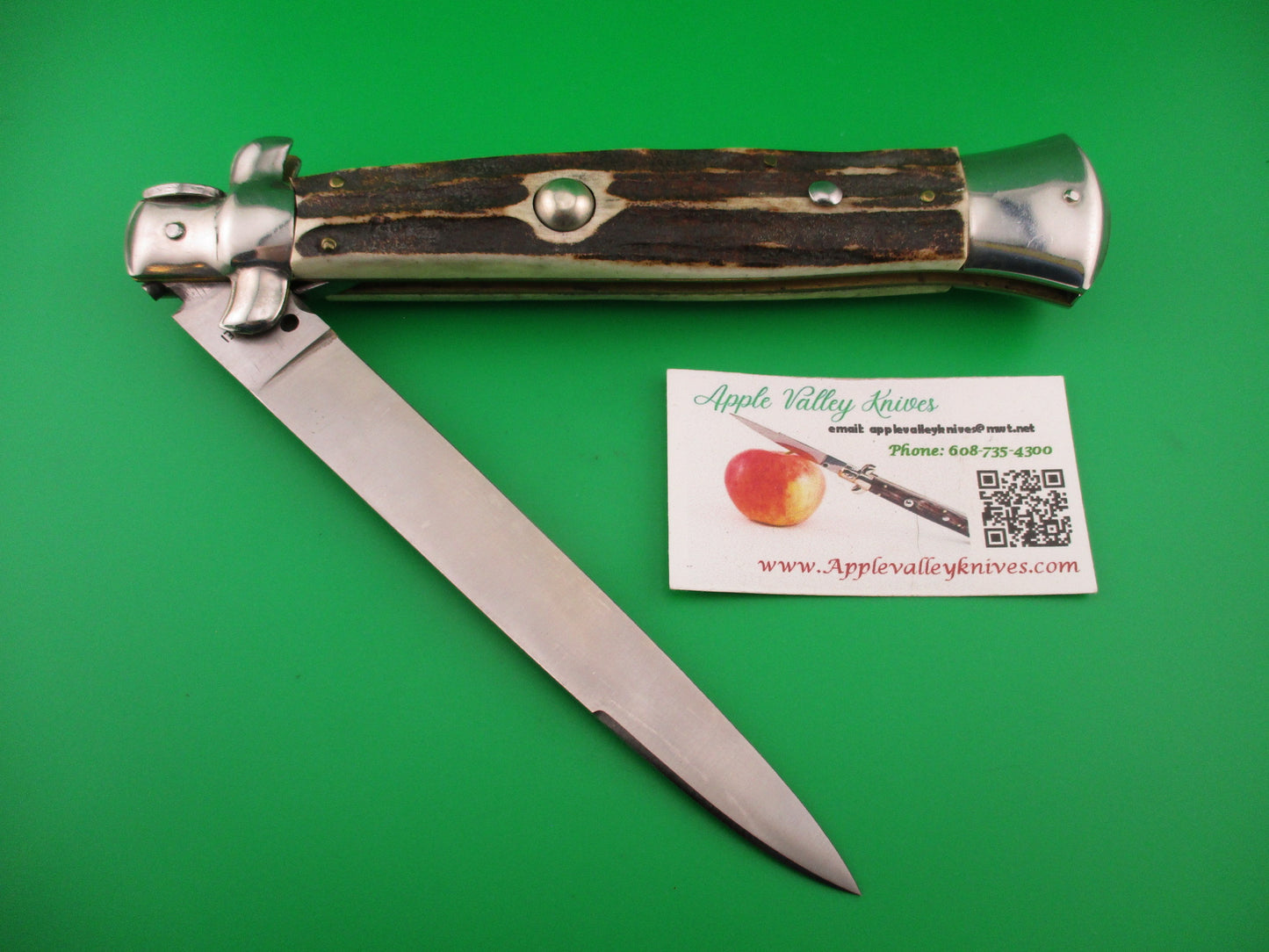ROSTFREI 38cm Italian Transitional Stag swivel bolster vintage automatic knife