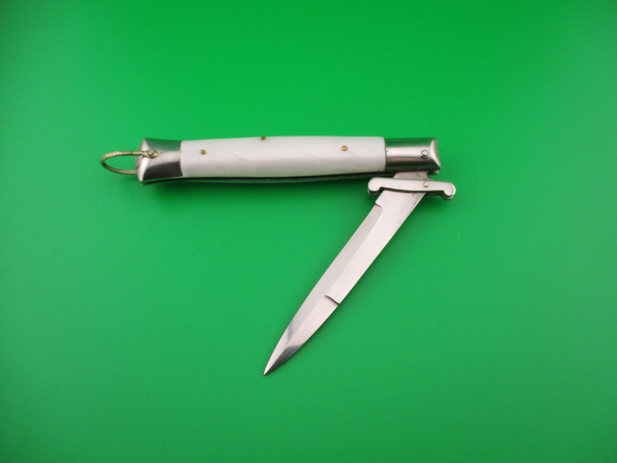 Unusual ESTILETO MILANO RIZZUTO 22cm Japanese Swing Guard White switchblade