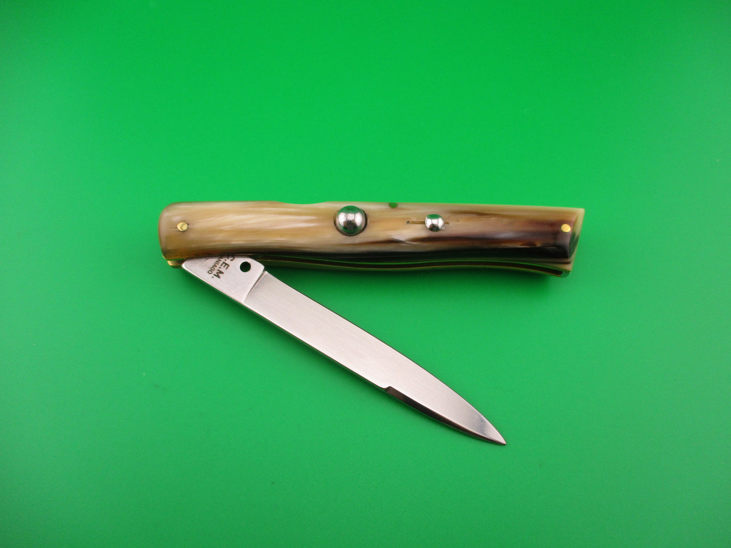 CEM MANIAGO 21cm Italian lockback Honey & Cream horn DM automatic knife