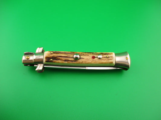 CORICAMA INOXID MADE IN ITALY 21cm Italian Picklock Stag Red dot Vintage 1950s switchblade