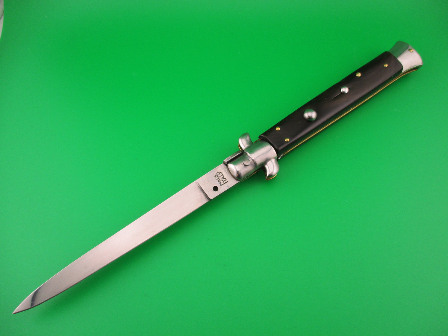 MADE ITALY 28cm Italian Swivel bolster horn vintage 1980s automatic knife