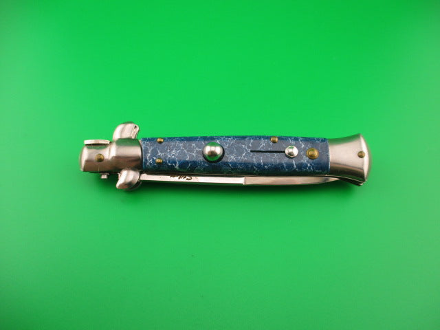 Stiletto 22cm Italian style stiletto Vintage Blue marbled switchblade kit knife