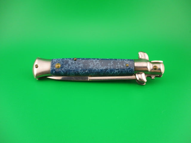 Stiletto 22cm Italian style stiletto Vintage Blue marbled switchblade kit knife