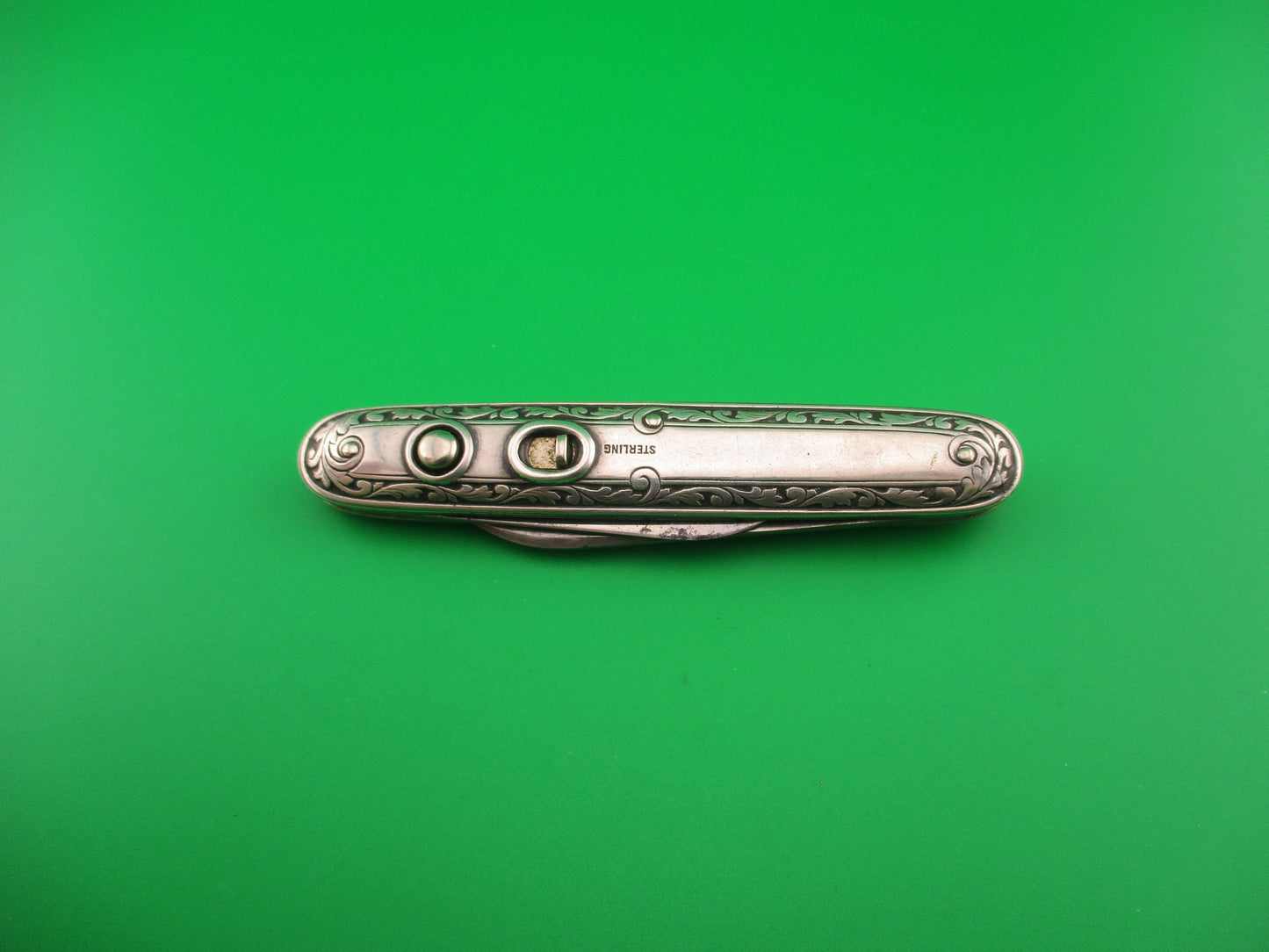 Schrade Cut Co 740SSD Medium double Sterling Silver Patriot Evening News automatic knife