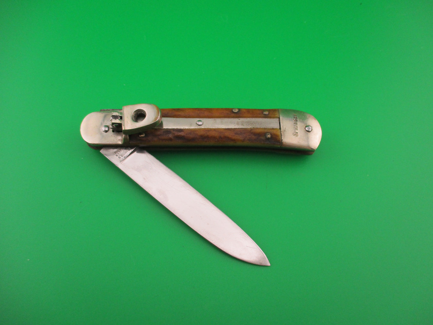 Bonsa 10cm German SPRINGER Lever Stag Vintage automatic knife
