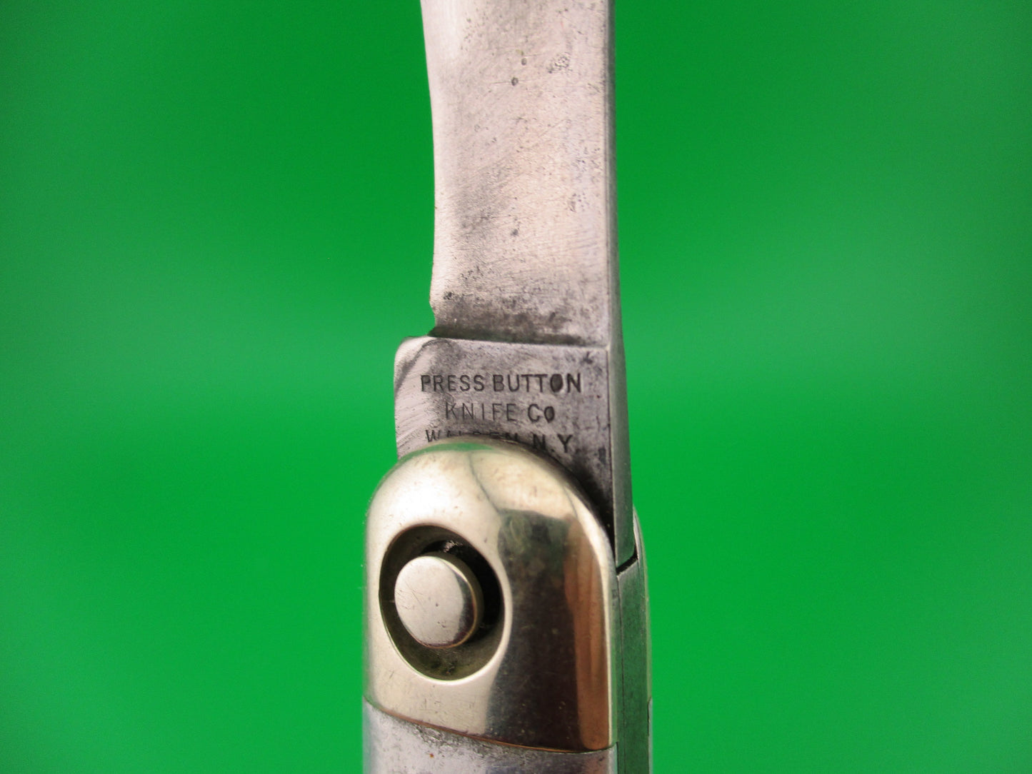 Press Button Knife Co One Arm Man antique switchblade knife Civil War Vets knife