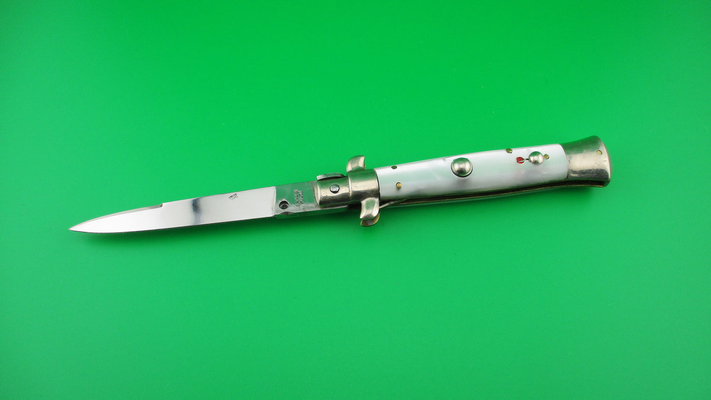 C JUL HERBERTZ IMPORT 21cm Italian Transitional Pearlex Stiletto switchblade NOS Red Dot